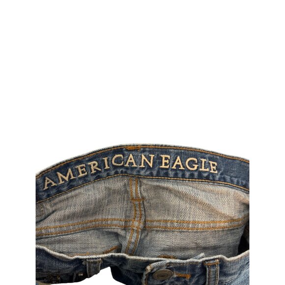 American Eagle Mens Original Straight Jeans 29x32 Distressed Blue Denim Pre-Owne - Picture 4 of 7
